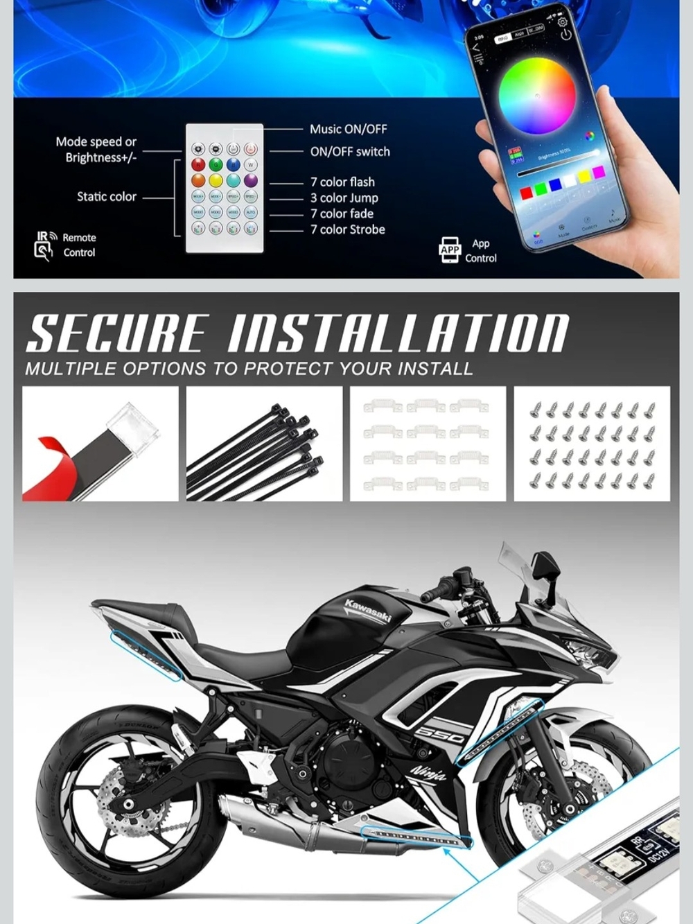 Motorcycle Underglow Light Kit - Multicolor - Picture 7 of 7